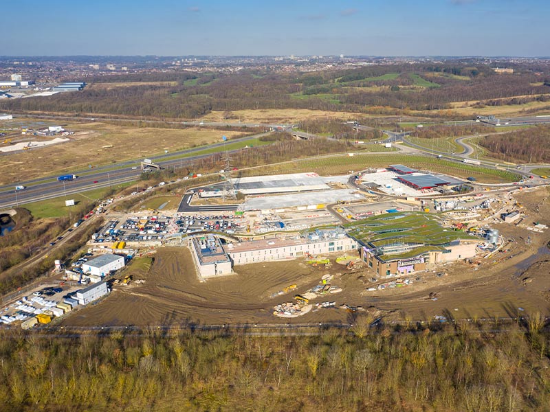 overhead photo of large construction site