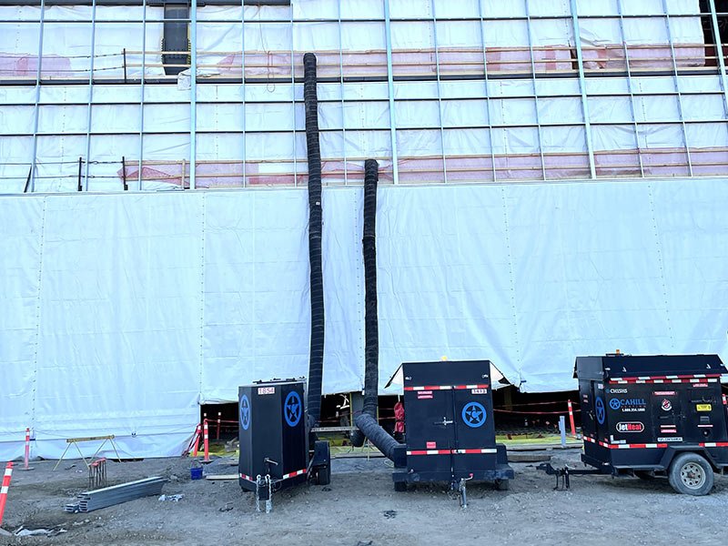 high rise construction using 3 jet heaters