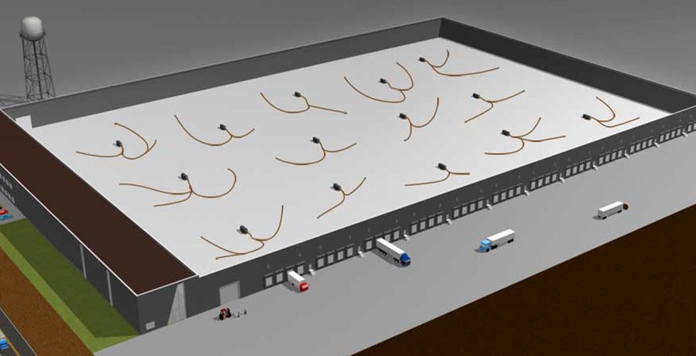 graph showing airflow inside large building under construction