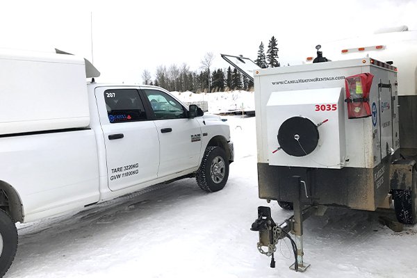 flameless heater on winter job site