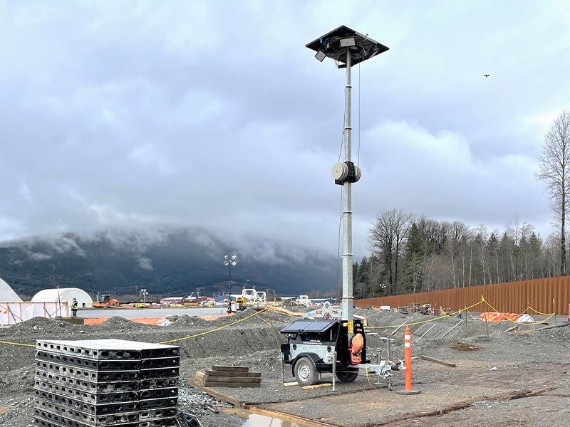 high efficiency diesel light tower used for Alberta construction project