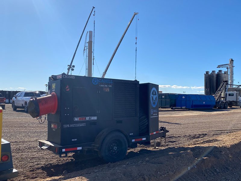 A Cahill unit set up on a work site