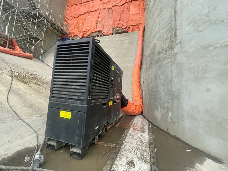 A rental unit set up on a construction site